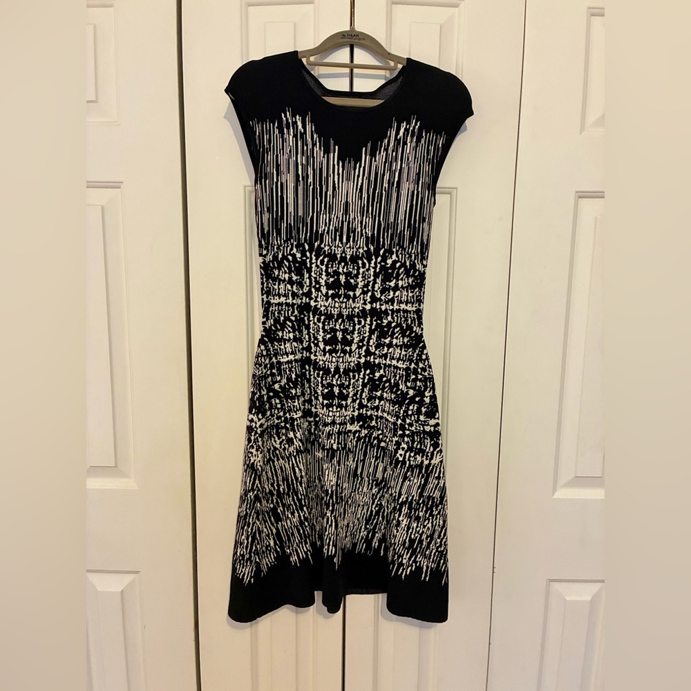BCBGMaxAzria Black and White Midi Dress
